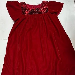Girls red velvet party dress